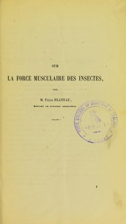 Cover of: Sur la force musculaire des insectes
