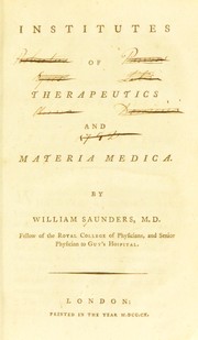 Cover of: Institutes of therapeutics and materia medica