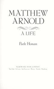 Cover of: Matthew Arnold, a life