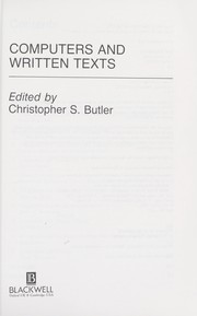 Cover of: Computers and written texts