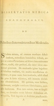 Cover of: Dissertatio medica, inauguralis, de febribus intemittentibus [sic] medendo by Francis Hamilton