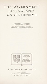 Cover of: The government of England under Henry I