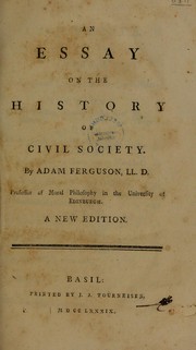 Cover of: An essay on the history of civil society
