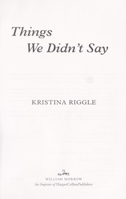 Cover of: Things we didn't say