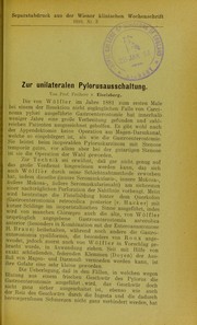 Cover of: Zur unilateralen Pylorusausschaltung