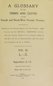 Cover of: A glossary of the tribes and castes of the Punjab and North-West Frontier Province by H. A. Rose