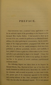 Cover of: Inquest on Miss Sophia Dallett, held at Putney on the 8th and 14th July, 1847, printed from the notes of one of the jury: with an appendix