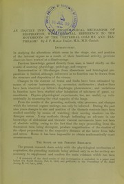 Cover of: An inquiry into the physiological mechanism of respiration: with especial reference to the movements of the vertebral column and diaphragm