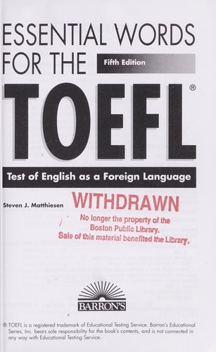 Barron S Essential Words For The Toefl 2011 Edition