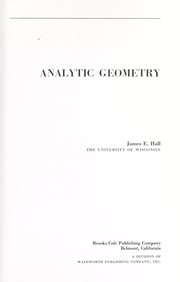 Cover of: Analytic geometry by James E. Hall