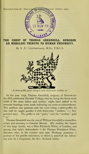 The crest of Thomas Greenhill, surgeon by Samuel Dodd Clippingdale