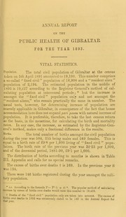 Cover of: Annual report on the public health of Gibraltar for the year 1893