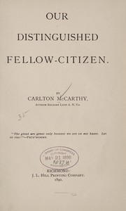 Cover of: Our distinguished fellow-citizen.
