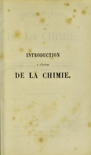 Cover of: Introduction ©  l'©♭tude de la chimie