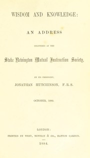 Cover of: [Addresses and papers of Sir Jonathan Hutchinson]