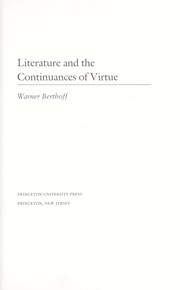 Cover of: Literature and the continuances of virtue