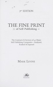 Cover of: The fine print of self-publishing | Mark Levine