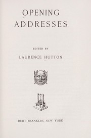 Cover of: Opening addresses.