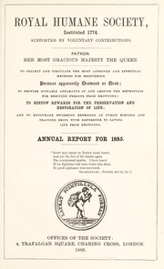 Cover of: Annual report for 1885 by Royal Humane Society (London, England)