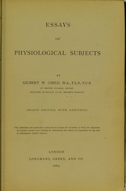 Cover of: Essays on physiological subjects