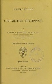 Cover of: Principles of comparative physiology