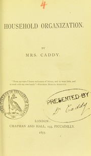 Cover of: Household organization by Florence Caddy