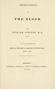 Cover of: Observations on the blood