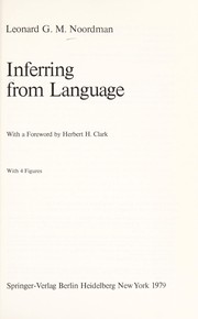 Cover of: Inferring from language by Leonard G. M. Noordman