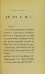 Cover of: La nature infectieuse de la tuberculose by Chauveau, A.