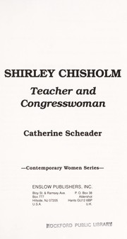 Cover of: Shirley Chisholm, teacher and Congresswoman
