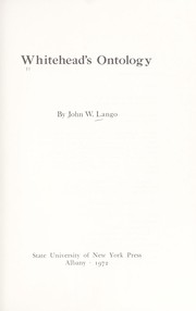 Cover of: Whitehead's ontology