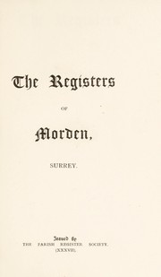 Cover of: The registers of Morden, Surrey: 1634-1812