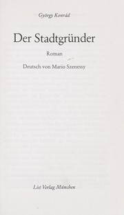 Cover of: Der Stadtgru nder by Gyo rgy Konra d