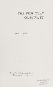 Cover of: The Proustian community