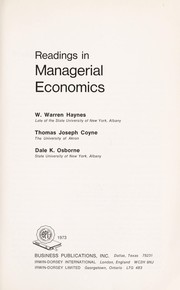 Cover of: Readings in managerial economics