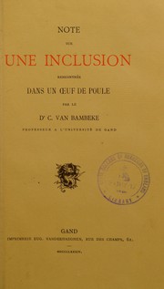 Cover of: Note sur une inclusion rencontr©♭e dans un oeuf de poule