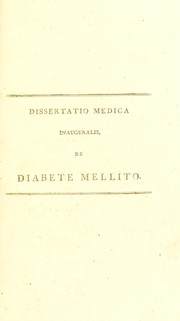 Cover of: Dissertatio medica inauguralis de diabete mellito