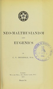 Cover of: Neo-Malthusianism and eugenics