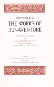 Cover of: Introduction to the works of Bonaventure. by Jacques Guy Bougerol