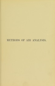 Cover of: Methods of air analysis