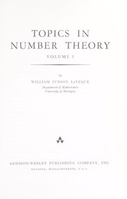 Cover of: Topics in number theory. by William Judson LeVeque