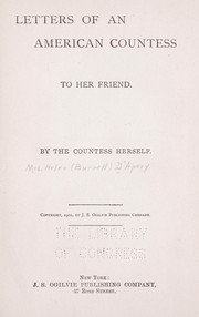 Cover of: Letters of an American countess to her friend