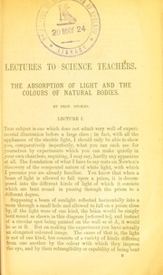 Cover of: The absorption of light and the colours of natural bodies
