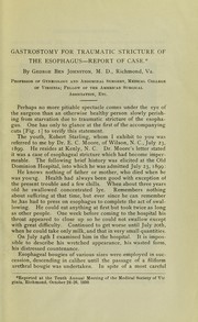 Cover of: Gastrostomy for traumatic stricture of the esophagus by George Ben Johnston
