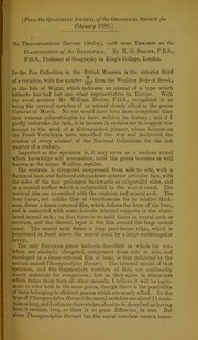 On Thecospondylus daviesi (Seeley), with some remarks on the classification of the Dinosauria by H. G. Seeley