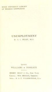 Cover of: Unemployment by A. C. Pigou