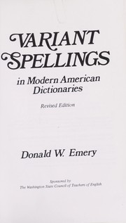 Cover of: Variant spellings in modern American dictionaries