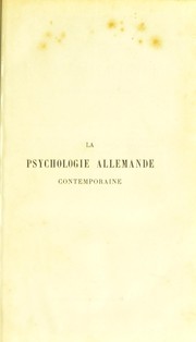 Cover of: La psychologie allemande contemporaine: (©♭cole exp©♭rimentale)