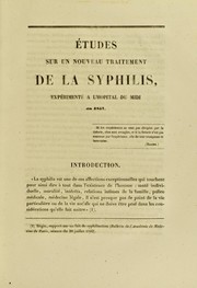 Cover of: ©tudes sur un nouveau traitement de la syphilis, exp©♭riment©♭ ©  l'H©þpital du Midi en 1857: th©·se pour le doctorat en m©♭decine, pr©♭sent©♭e et soutenue le 22 mai 1858