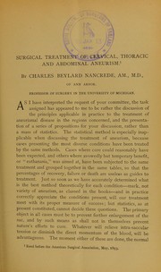 Cover of: Surgical treatment of cervical, thoracic and abdominal aneurism by Charles B. Nancrede